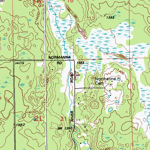 Topographic Map of Normanna Volunteer Fire Department, MN