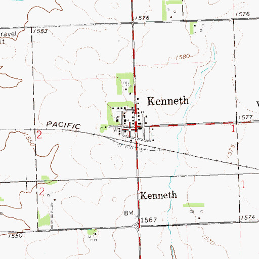 Topographic Map of Kenneth Volunteer Fire Department, MN