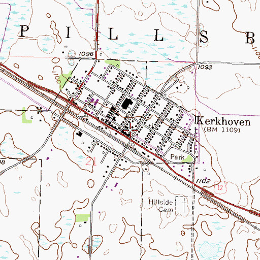 Topographic Map of Kerkhoven Ambuland and Fire Department, MN