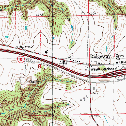 Topographic Map of Ridgeway Volunteer Fire Department, MN