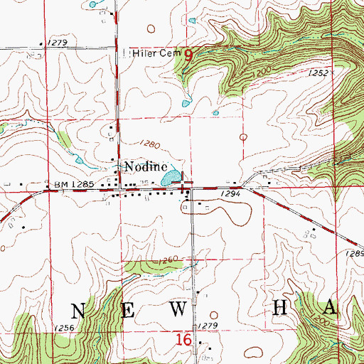 Topographic Map of Nodine Volunteer Fire Department, MN