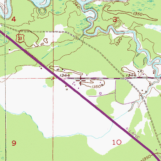Topographic Map of Central Lakes Fire Department and Community Organization Station 2, MN
