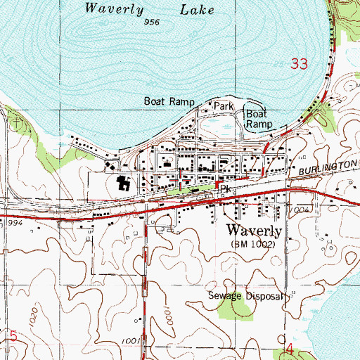 Topographic Map of Waverly Fire and Rescue, MN
