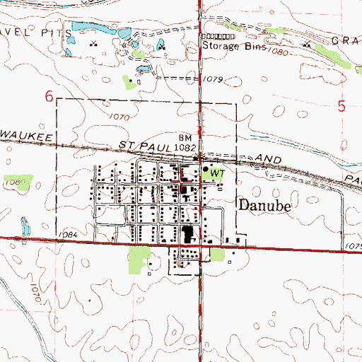 Topographic Map of Danube Fire Department, MN