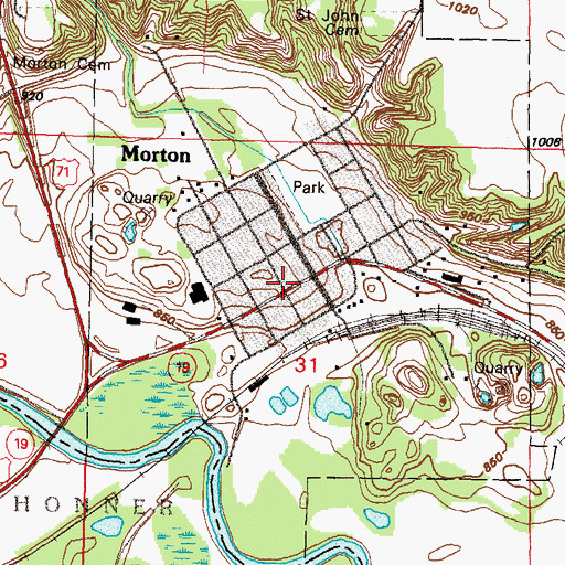 Topographic Map of Morton Fire Department, MN