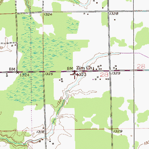 Topographic Map of McDavitt Fire Department, MN