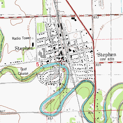 Topographic Map of Stephen Volunteer Fire Department, MN
