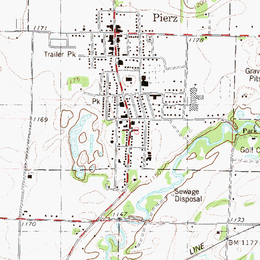 Topographic Map of Pierz Fire Department, MN