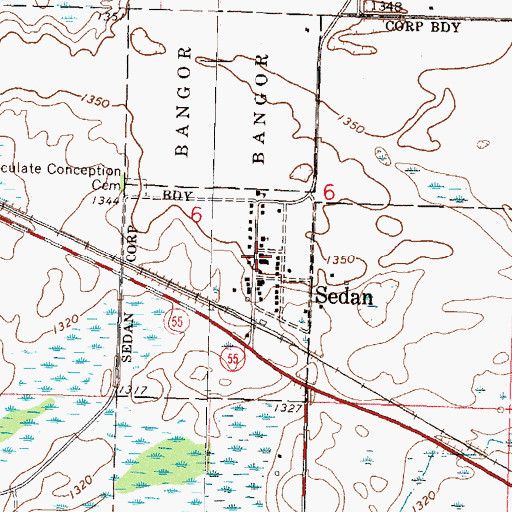 Topographic Map of Sedan Fire Department, MN