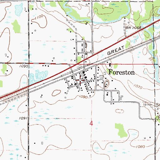 Topographic Map of Foreston Volunteer Fire Department, MN