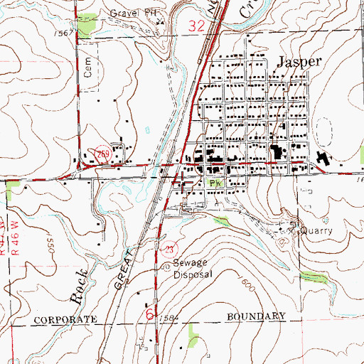 Topographic Map of Jasper Fire Department, MN