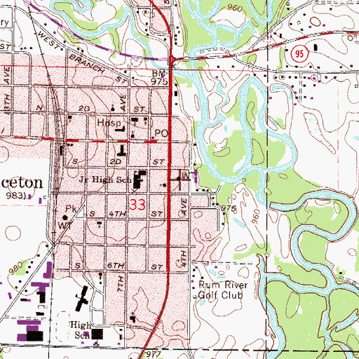 Topographic Map of Princeton Fire and Rescue, MN