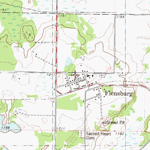 Topographic Map of Flensburg Volunteer Fire Department, MN