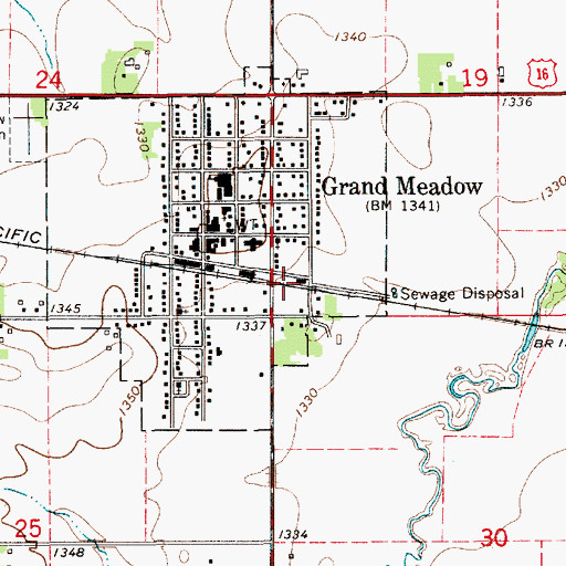 Topographic Map of Grand Meadow Fire and Rescue, MN