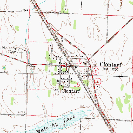 Topographic Map of Clontarf Fire Department, MN
