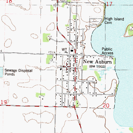 Topographic Map of New Auburn Fire Department, MN