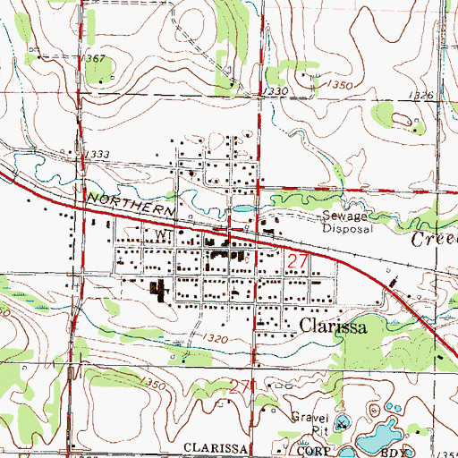 Topographic Map of Clarissa Fire Department, MN