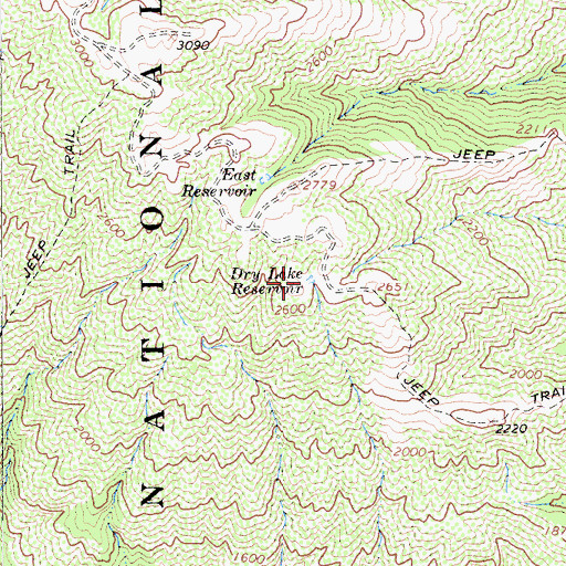 Topographic Map of Dry Lake Reservoir, CA