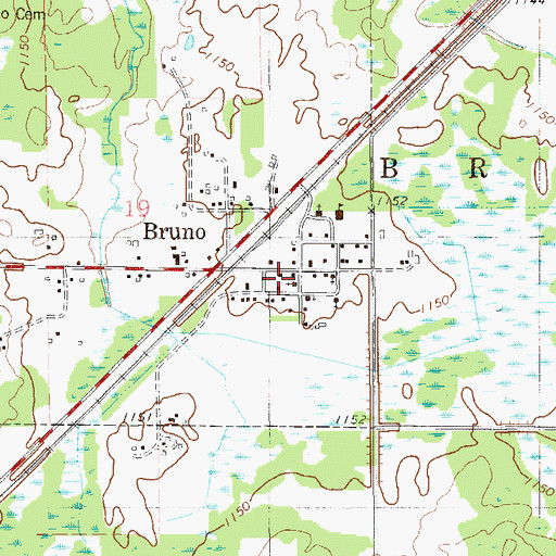 Topographic Map of Bruno Fire Department, MN