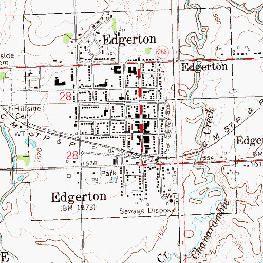 Topographic Map of Edgerton Volunteer Fire Department, MN