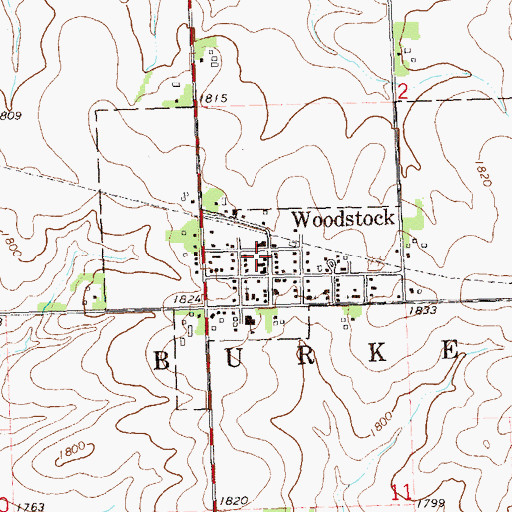 Topographic Map of Woodstock Fire Department, MN