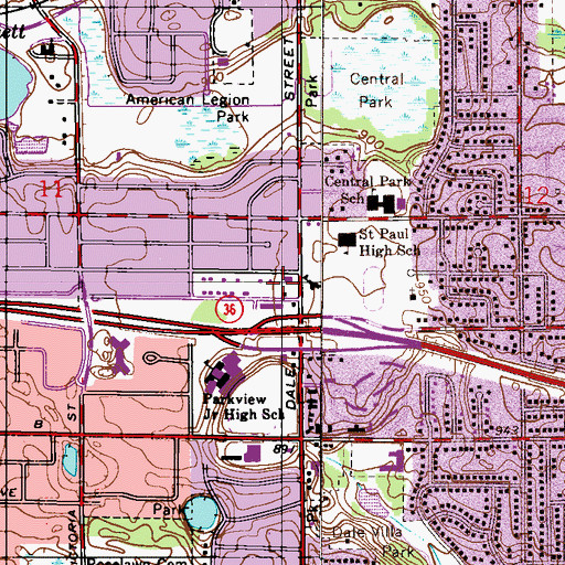 Topographic Map of Roseville Fire Department Station 3, MN