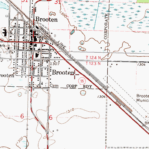 Topographic Map of Brooten Fire Department, MN