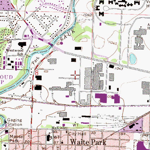 Topographic Map of Saint Cloud Fire Department Station 2, MN