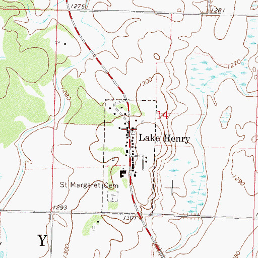 Topographic Map of Lake Henry Fire Department, MN