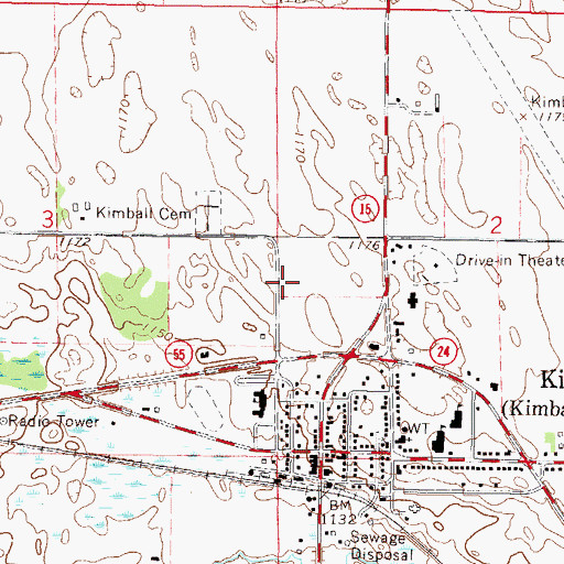 Topographic Map of Kimball Fire Department, MN
