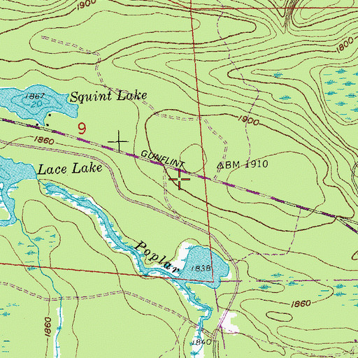 Topographic Map of Gunflint Trail Volunteer Fire Department Station 1, MN
