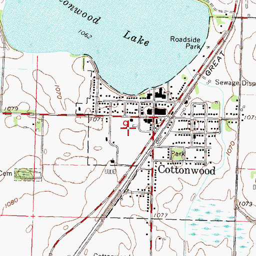 Topographic Map of Cottonwood Fire Department, MN