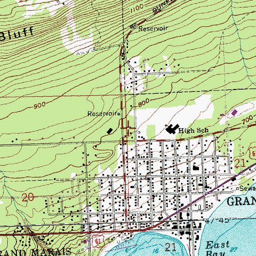 Topographic Map of Grand Marais Volunteer Fire Department, MN
