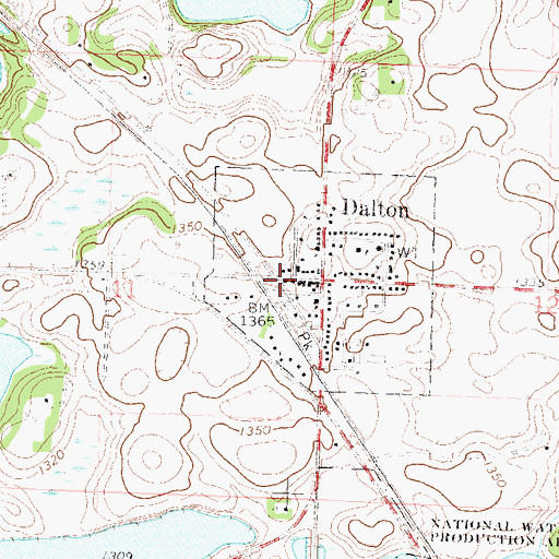 Topographic Map of Dalton Fire Department, MN