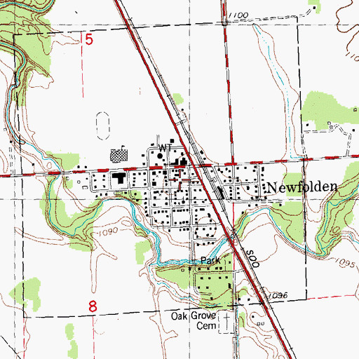 Topographic Map of Newfolden Fire Department, MN