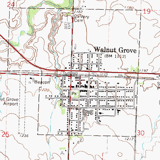 Topographic Map of Walnut Grove Fire Department, MN