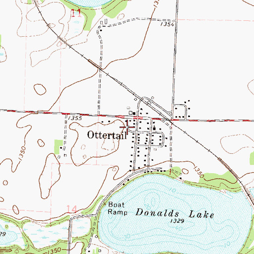 Topographic Map of Ottertail Fire and Rescue, MN