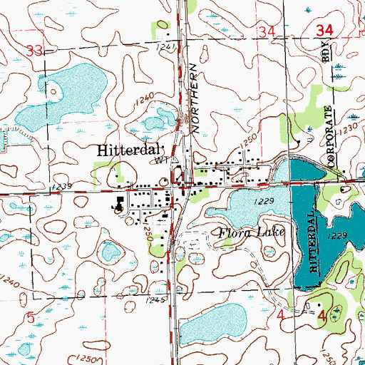 Topographic Map of Hitterdal Volunteer Fire Department, MN