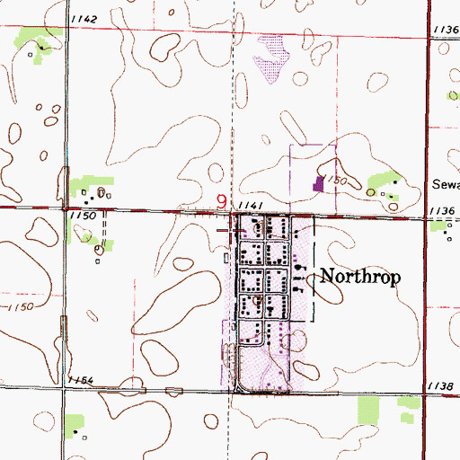 Topographic Map of Northrop Fire Department, MN