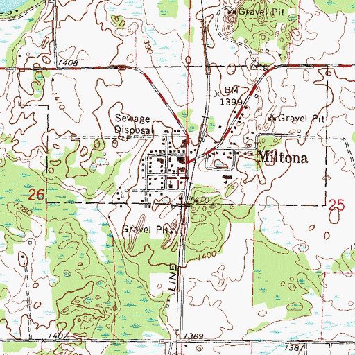 Topographic Map of Miltona Fire Department, MN
