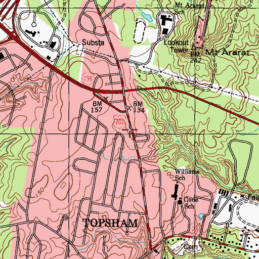 Topographic Map of Topsham Fire and Rescue Service, ME