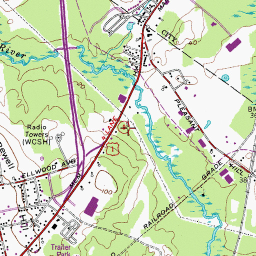 Topographic Map of Scarborough Downs Emergency Medical Services Ambulance, ME