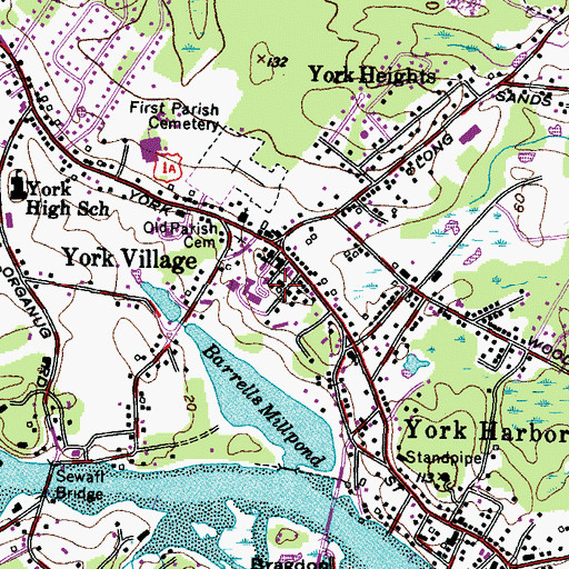 Topographic Map of York Ambulance Association, ME
