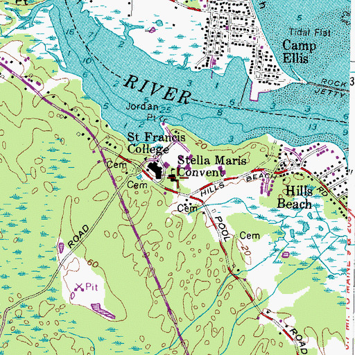 Topographic Map of University of New England Ambulance Service, ME