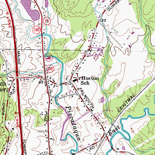 Topographic Map of Falmouth Emergency Medical Services, ME