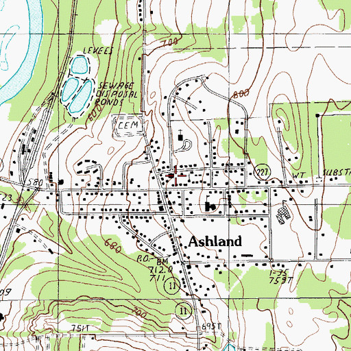 Topographic Map of Ashland Ambulance Service, ME