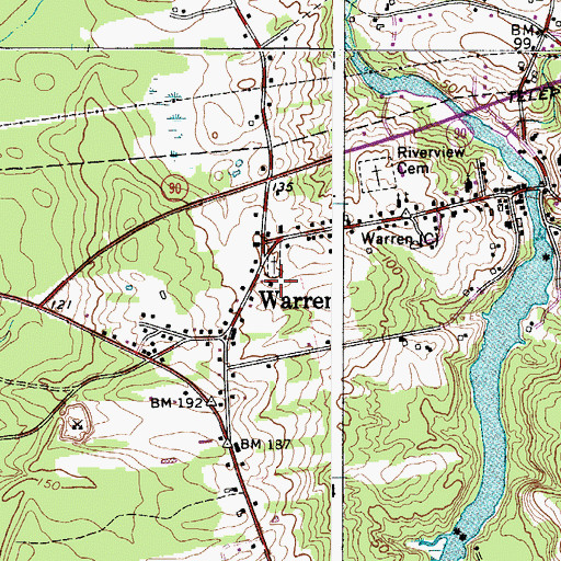 Topographic Map of Warren Ambulance Service, ME