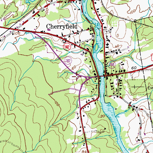 Topographic Map of Cherryfield Ambulance Service, ME