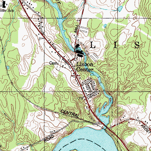 Topographic Map of Lisbon Ambulance Service, ME