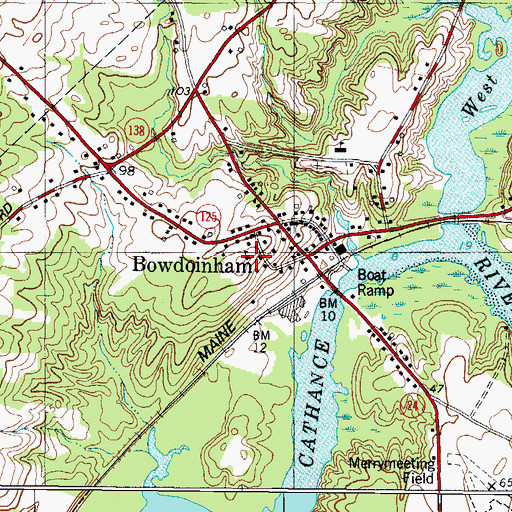 Topographic Map of Bowdoinham Emergency Medical Services First Responders, ME